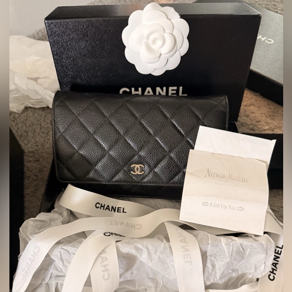 Chanel Wallet On Chain (WOC) Black Caviar Leather With Gold Hardware